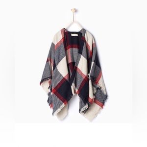 NWT ZARA CHECK PRINT PONCHO
